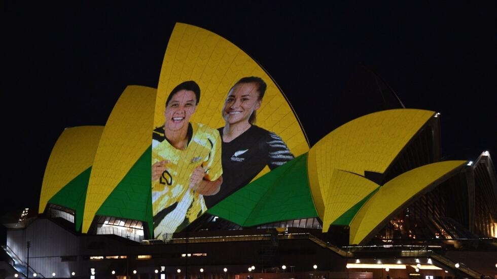 The Sydney Opera House is lit in celebration of Australia and New Zealand's joint bid to host the 2023 FIFA Women's World Cup on June 25, 2020. 