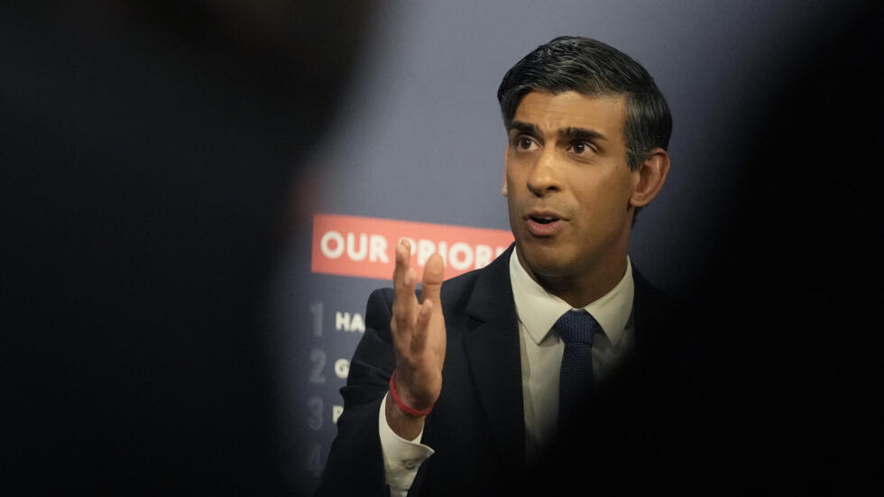 Britain's Prime Minister Rishi Sunak holds a press conference at Number 9 Downing Street about the National Health Service (NHS) in London on June 30, 2023.