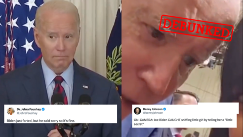 No, Biden didn’t sniff a baby or fart in these videos